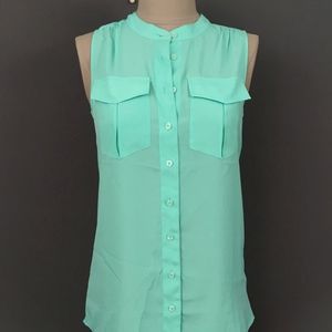 J. CREW Sleeveless Button Down Shirt Sz.2-Green